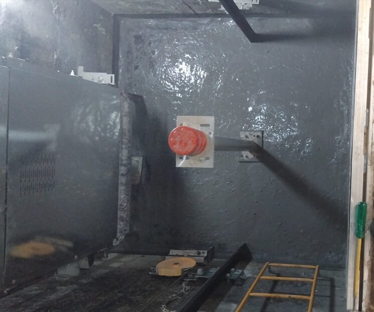 Lift-pit leakage repair followed by waterproof coating